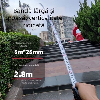 Bandă de măsură auto-blocantă 3–10 m, din oțel, durabilă, carcasă mai lată și mai groasă, precizie înaltă.