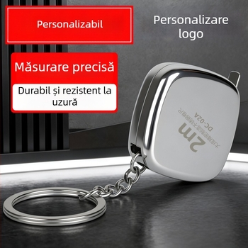 Bandă de măsurat din oțel inoxidabil, 2 m, rezistentă la apă și la coroziune, bandă de talie mini cu logo personalizabil și breloc
