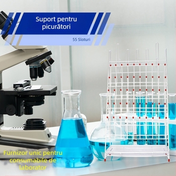 Set de sticlă de laborator cu pahar de măsură, colbă, colbă volumetrică, sticlă pentru reagenti, suport pentru picături și scurgere; cadru metalic cu finisaj pulbere; capacități 32/48/55 ml