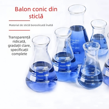 Flacon de sticlă triunghiular pentru instruire în laborator, rezistent la temperaturi înalte