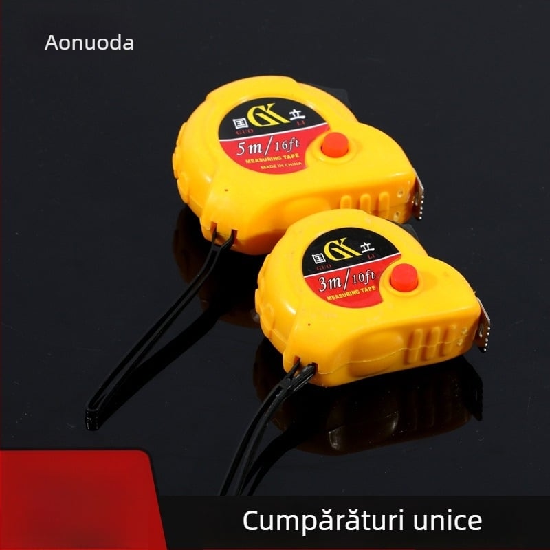 Bandă metrică din oțel 3m/5m, cu carcasa galbenă, rezistentă la uzură, pentru uz casnic și pe șantier