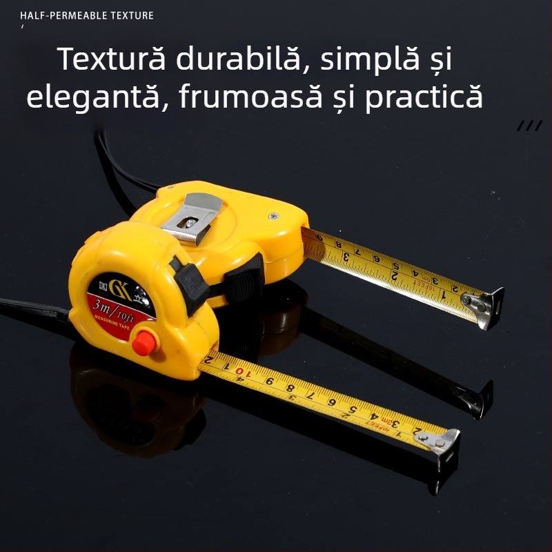 Bandă metrică din oțel 3m/5m, cu carcasa galbenă, rezistentă la uzură, pentru uz casnic și pe șantier