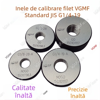 Set de calibri ISO 55° pentru fileturi G1/16, G1/8, 1/4, 3/8, G1/2 și 3/4 — calibri inelari, calibru de probă și Go/No-Go