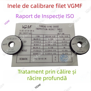 Set de calibri ISO 55° pentru fileturi G1/16, G1/8, 1/4, 3/8, G1/2 și 3/4 — calibri inelari, calibru de probă și Go/No-Go