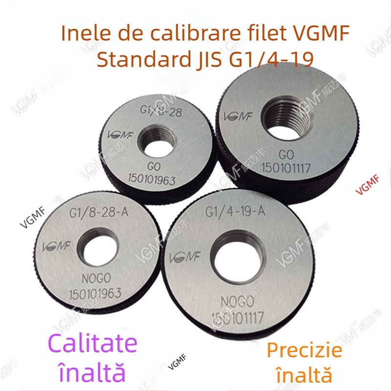 Set de calibri ISO 55° pentru fileturi G1/16, G1/8, 1/4, 3/8, G1/2 și 3/4 — calibri inelari, calibru de probă și Go/No-Go