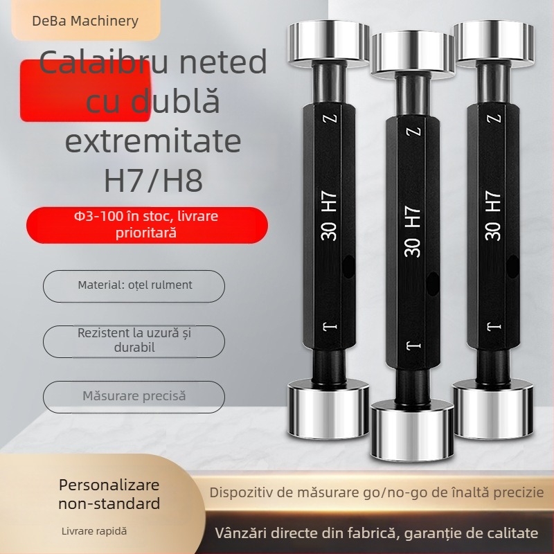 Plug gauge cu două capete, neted, pentru H7 Pass/Fail, limită gaură H8 – instrument de inspecție ne-standard