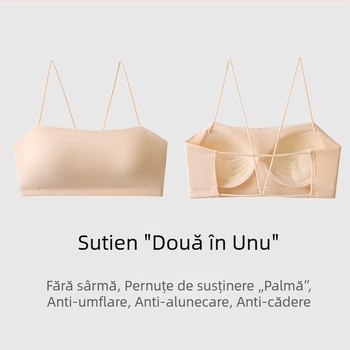 Maiou de vară pentru femei, cu burete la bust, stil bandeau, alb, pentru purtare ca strat interior sau exterior, spate elegant