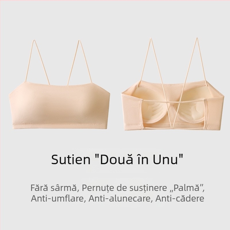 Maiou de vară pentru femei, cu burete la bust, stil bandeau, alb, pentru purtare ca strat interior sau exterior, spate elegant