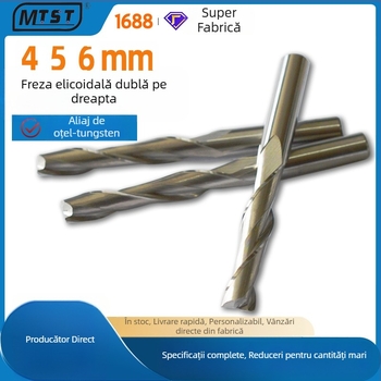 Freza spirală cu două muchii 4/5/6 mm pentru gravură în acril, unealtă CNC
