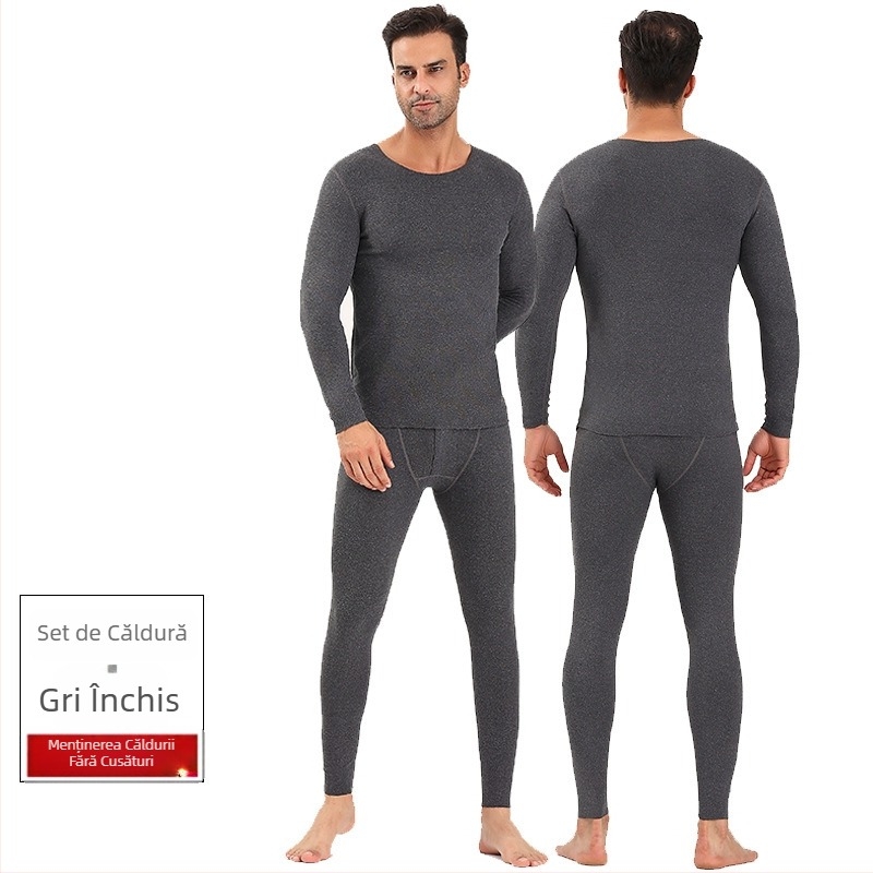 Set de lenjerie termică fără cusături pentru bărbați și femei, țesătură Derong, croială slim, top și pantaloni, pentru toamnă