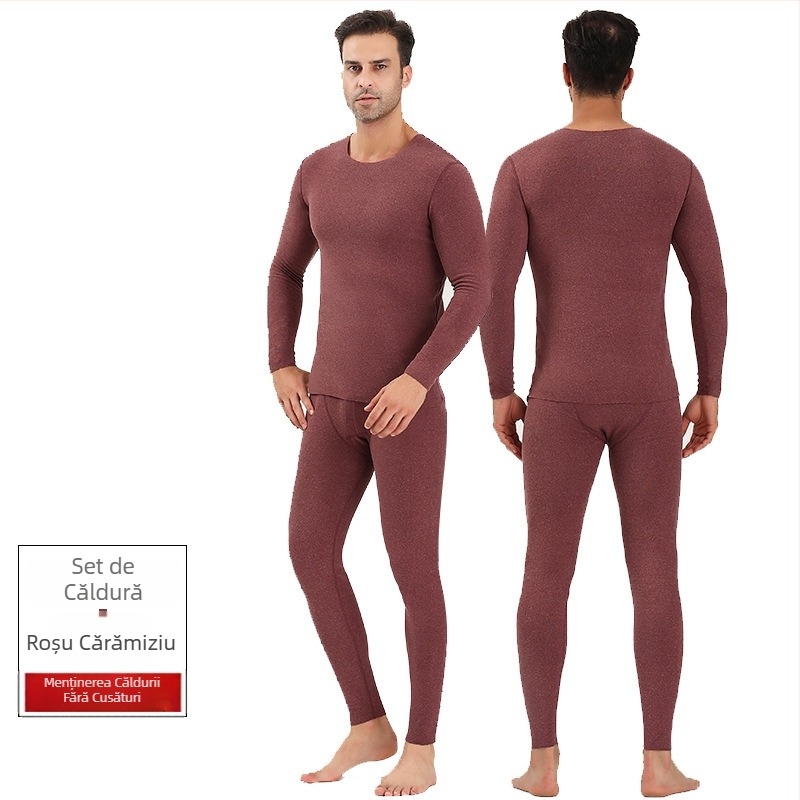 Set de lenjerie termică fără cusături pentru bărbați și femei, țesătură Derong, croială slim, top și pantaloni, pentru toamnă