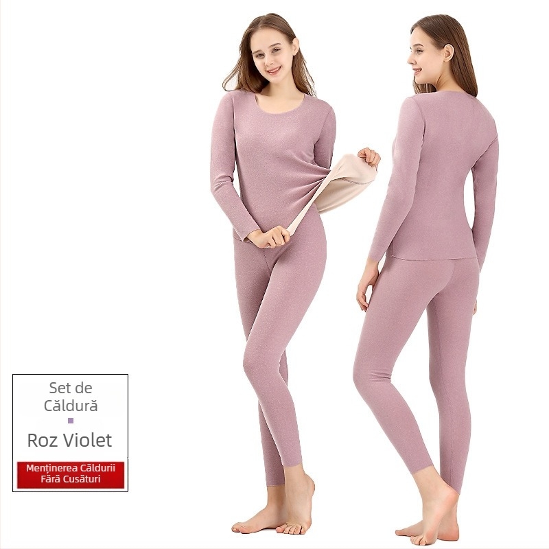 Set de lenjerie termică fără cusături pentru bărbați și femei, țesătură Derong, croială slim, top și pantaloni, pentru toamnă