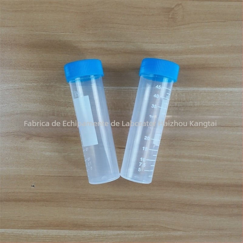 Tuburi centrifugă din plastic cu fund plat, capac filet, pachet de 50 buc.