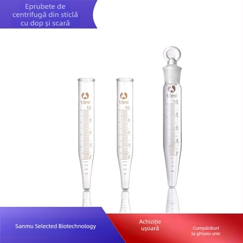 Tub de centrifugă din sticlă, cu dop, graduat, fund conic, 5/10/15/25/50/100 ml