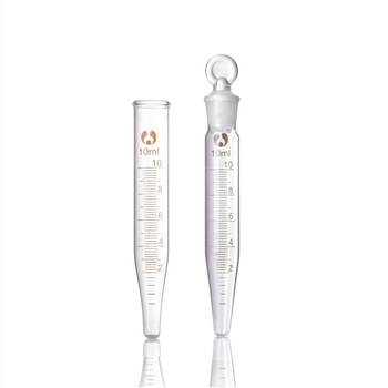 Tub de centrifugă din sticlă, cu dop, graduat, fund conic, 5/10/15/25/50/100 ml