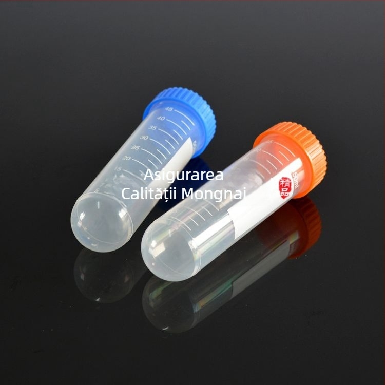 Tubă de centrifugare de 50 ml, cu scară graduată, capac filetat, fund conic, pachet cu 50 bucăți.