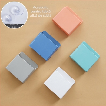 Funi cutie de depozitare colorată, pliabilă, cu ventuză, tablă de sticlă și suport magnetic pentru pixuri, pentru birou și casă