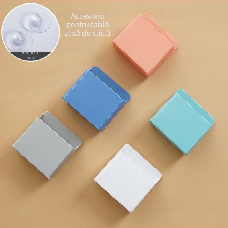 Funi cutie de depozitare colorată, pliabilă, cu ventuză, tablă de sticlă și suport magnetic pentru pixuri, pentru birou și casă