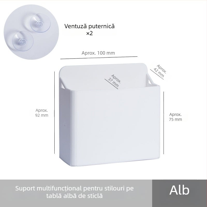 Funi cutie de depozitare colorată, pliabilă, cu ventuză, tablă de sticlă și suport magnetic pentru pixuri, pentru birou și casă