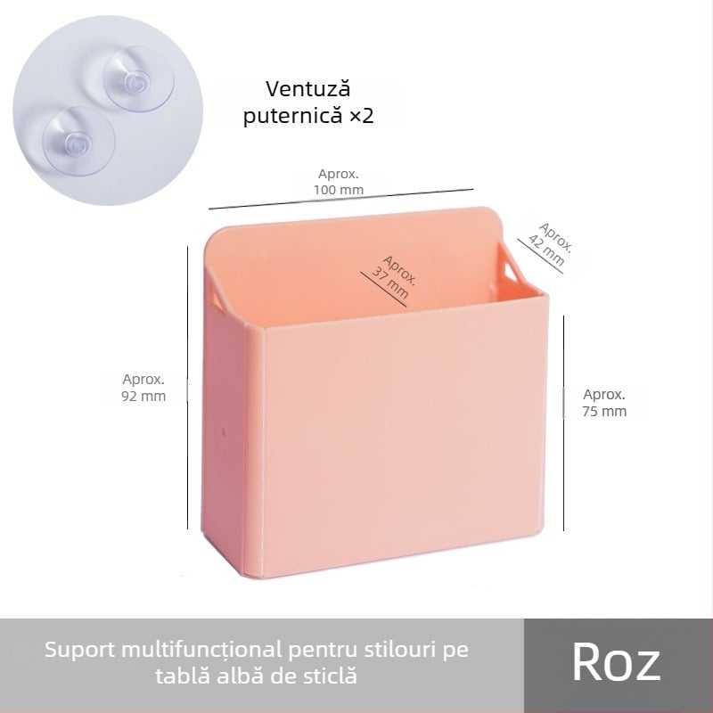 Funi cutie de depozitare colorată, pliabilă, cu ventuză, tablă de sticlă și suport magnetic pentru pixuri, pentru birou și casă