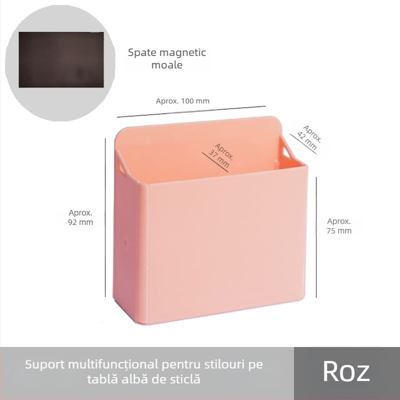 Funi cutie de depozitare colorată, pliabilă, cu ventuză, tablă de sticlă și suport magnetic pentru pixuri, pentru birou și casă