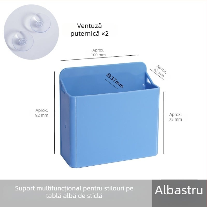 Funi cutie de depozitare colorată, pliabilă, cu ventuză, tablă de sticlă și suport magnetic pentru pixuri, pentru birou și casă