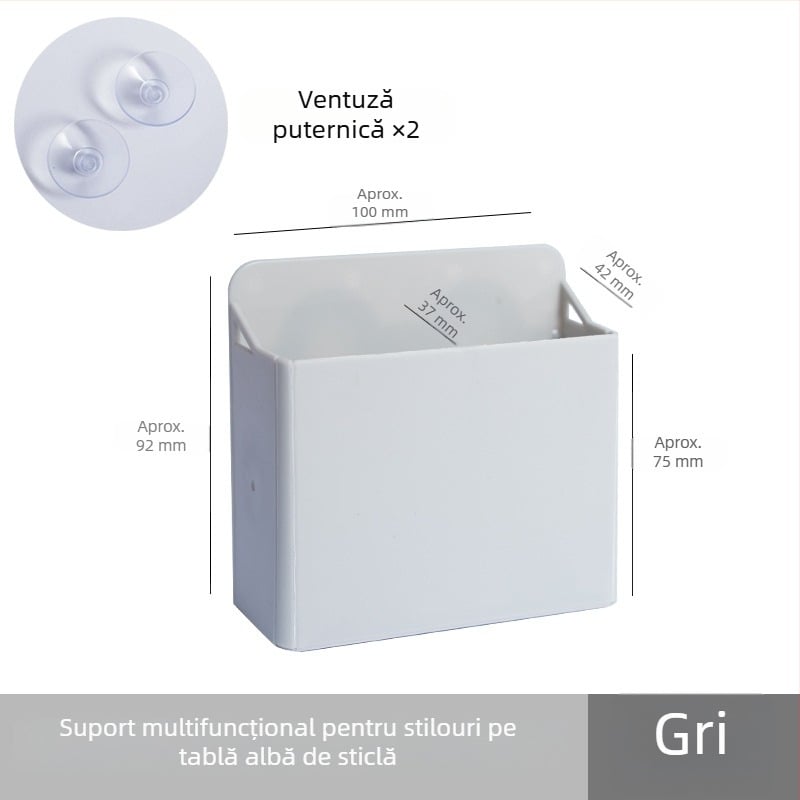 Funi cutie de depozitare colorată, pliabilă, cu ventuză, tablă de sticlă și suport magnetic pentru pixuri, pentru birou și casă