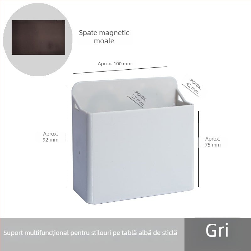 Funi cutie de depozitare colorată, pliabilă, cu ventuză, tablă de sticlă și suport magnetic pentru pixuri, pentru birou și casă
