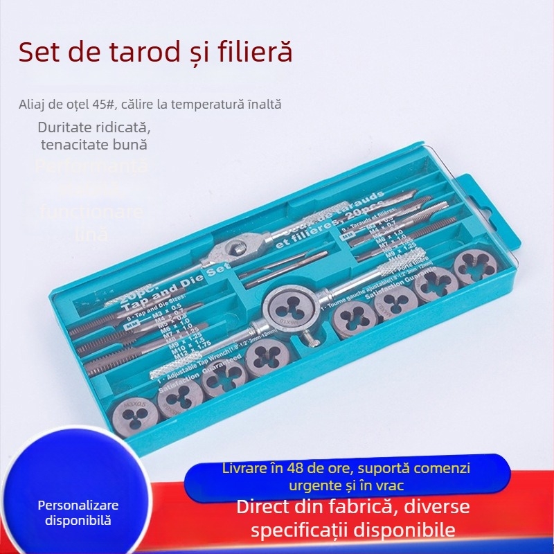 Set de filetare cu cheie manuală — oțel aliat, metrico, seturi de 12/20/40 piese