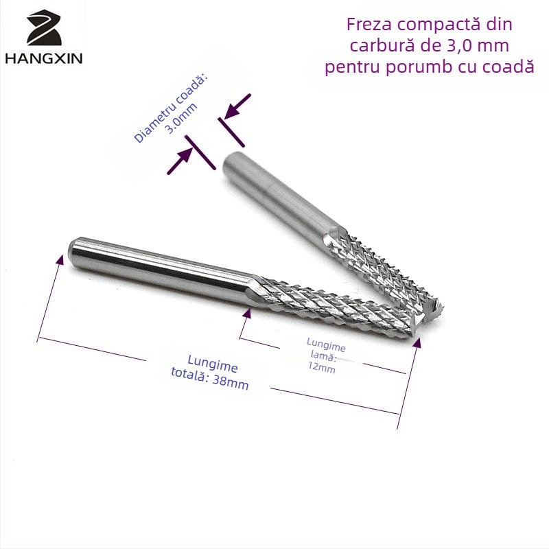 Dreptunghi integrat pentru unelte din oțel wolfram, freză corn diamante, placă izolatoare Bakelit, unealtă CNC fără acoperire, 3.0x12