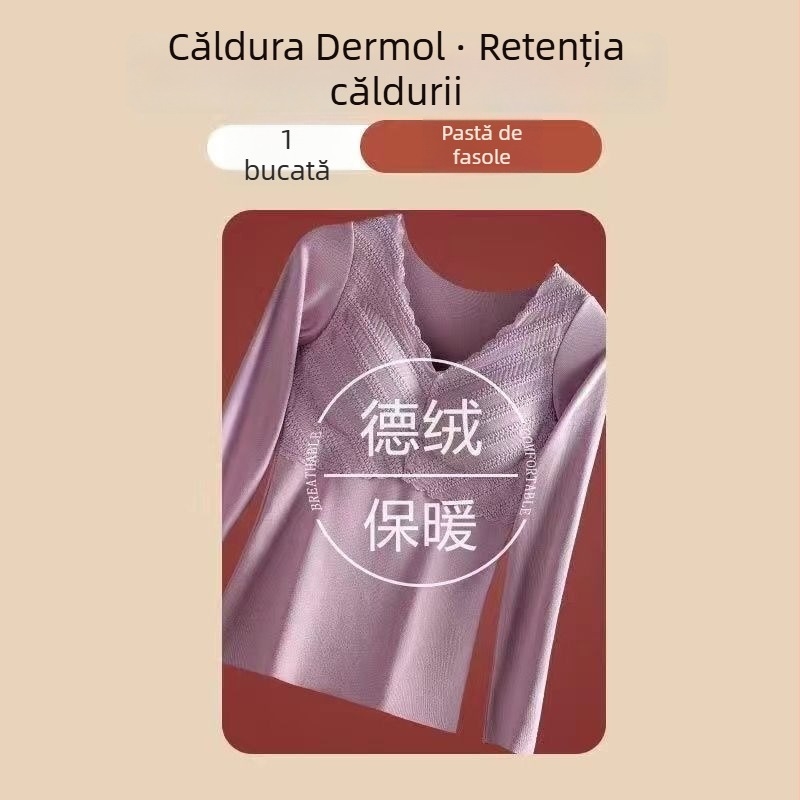 Top termic pentru femei, cu pernă pentru bust, anti-static, rezistent la uzură, cald pentru vreme rece, mâneci lungi, mărime mare
