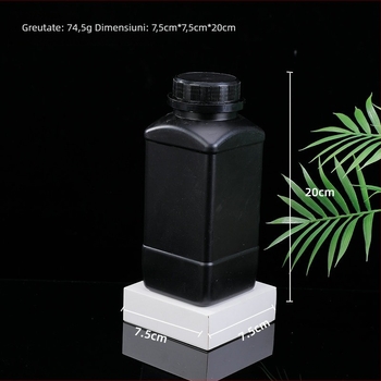 Recipient pătrat din plastic negru, 60 g, cu capac antifurt, pentru reactivi chimici, recipient de împărțire