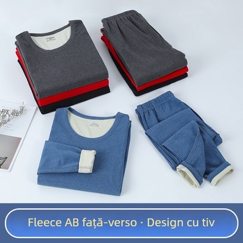 Set de lenjerie termică pentru bărbați și femei, căptușit cu fleece, poliester gros, top și pantaloni pentru bază, toamnă-iarnă.
