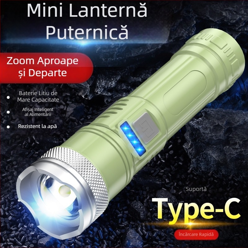 Lanternă LED reîncărcabilă, cu iluminare puternică, pentru exterior și uz casnic, durabilă pentru drumeții, camping și ciclism nocturn