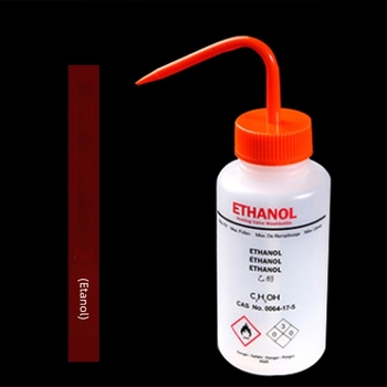 Sticlă de spălat de laborator din plastic, colorată, tip squeezable, cu capac roșu, 250 ml / 500 ml