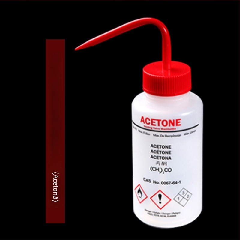 Sticlă de spălat de laborator din plastic, colorată, tip squeezable, cu capac roșu, 250 ml / 500 ml