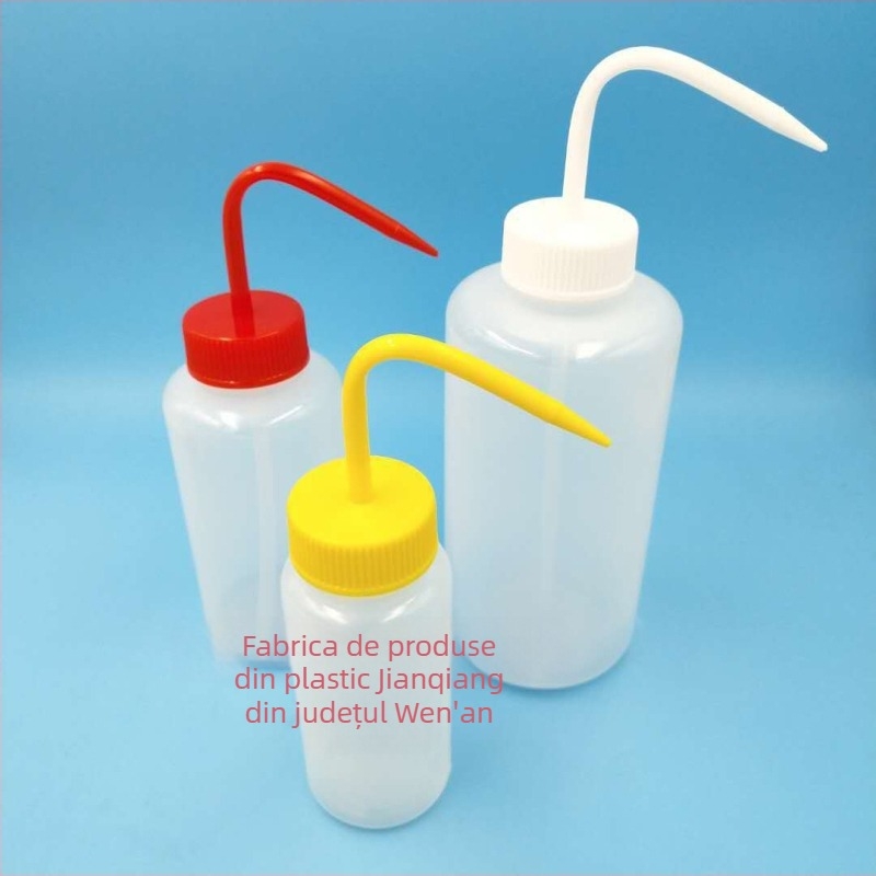 Sticlă de pulverizare din plastic cu gură largă, duză colorată și gât în unghi