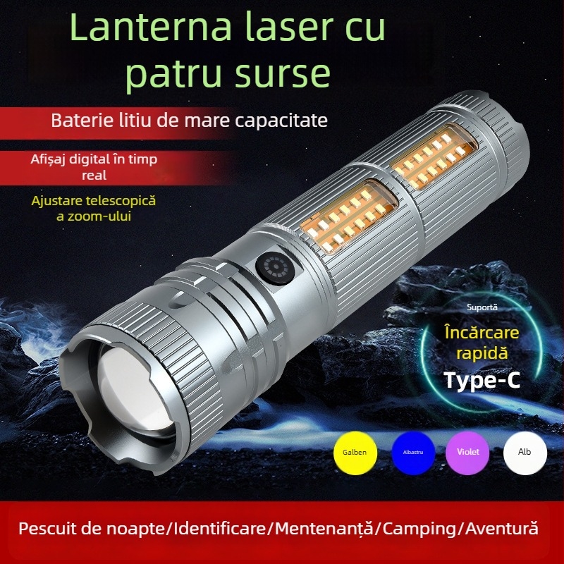Gale LED lanternă exterioră pentru urgențe și patrulare, autonomie ultra lungă a bateriei, capacitate mare, reîncărcabilă, lumină laser de înaltă intensitate