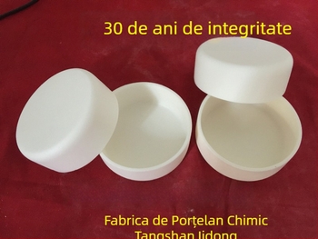 Crucibil de corindon din oxid de aluminiu, formă joasă, 90×35 mm, 120 ml, rezistent până la 1700°C