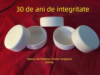 Crucibil de corindon din oxid de aluminiu, formă joasă, 90×35 mm, 120 ml, rezistent până la 1700°C
