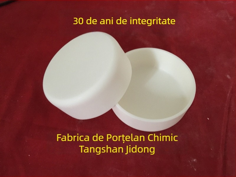 Crucibil de corindon din oxid de aluminiu, formă joasă, 90×35 mm, 120 ml, rezistent până la 1700°C