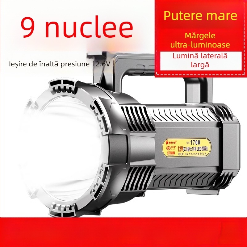 Lanternă portabilă reîncărcabilă, foarte luminoasă, rază lungă, putere mare, capacitate mare, pentru exterior.