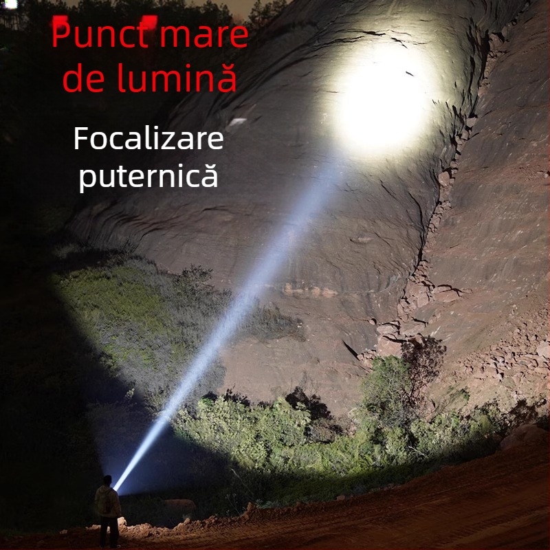 Lanternă portabilă reîncărcabilă, foarte luminoasă, rază lungă, putere mare, capacitate mare, pentru exterior.