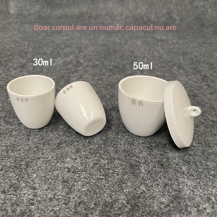 Crucibile ceramice numerotate, 30 ml și 50 ml, cu marcaje digitale – crucibile de laborator