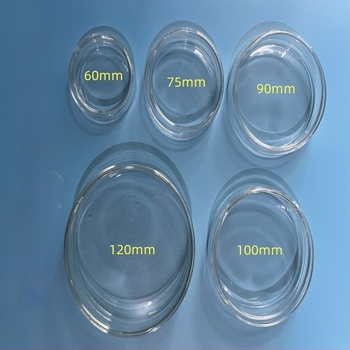 Placă de cultură din sticlă borosilicat cu capac, plată, rezistentă la temperaturi înalte, sterilă, pentru culturi celulare, diametru 90 mm