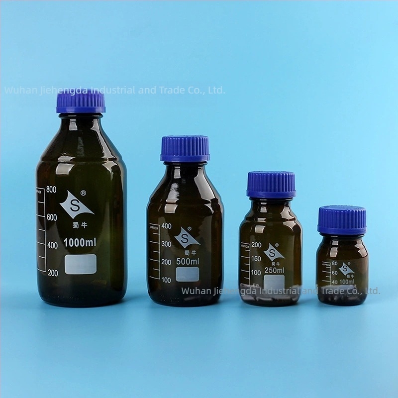 Recipient pentru reagenti din material neutru, capac albastru, gură filetată, 250 ml / 500 ml / 1000 ml