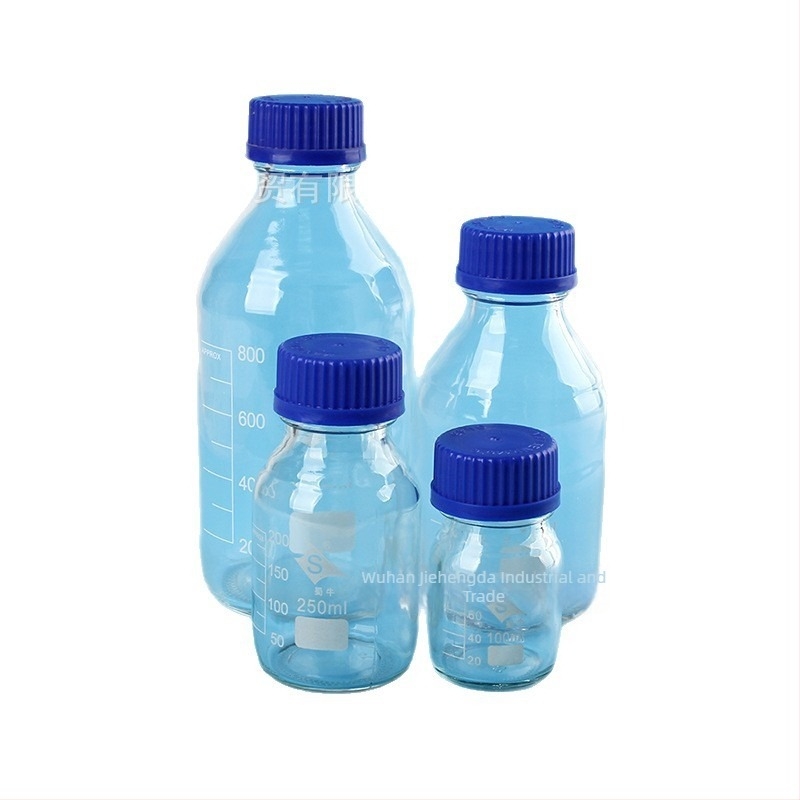 Recipient pentru reagenti din material neutru, capac albastru, gură filetată, 250 ml / 500 ml / 1000 ml