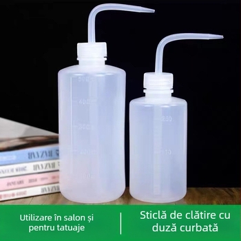 Sticlă de spălare albă, cu gură curbată, pentru unelte de makeup semi-permanent, 250/500 ml