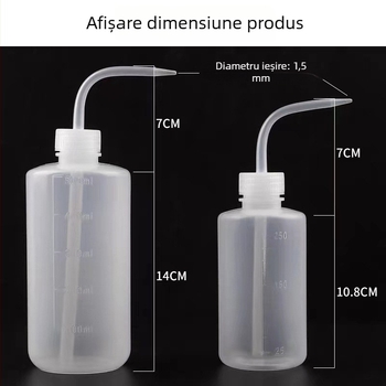 Sticlă de spălare albă, cu gură curbată, pentru unelte de makeup semi-permanent, 250/500 ml