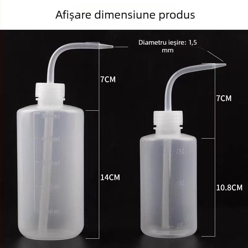 Sticlă de spălare albă, cu gură curbată, pentru unelte de makeup semi-permanent, 250/500 ml